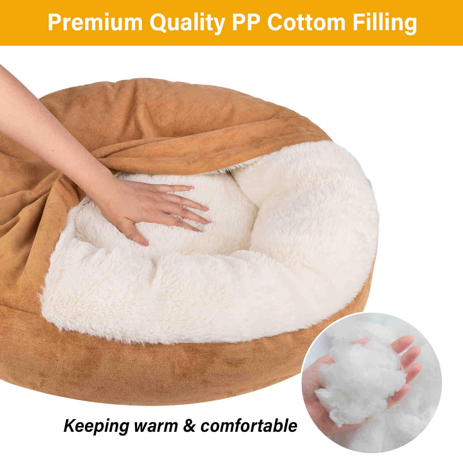Covered Pet Bed, Washable, Khaki