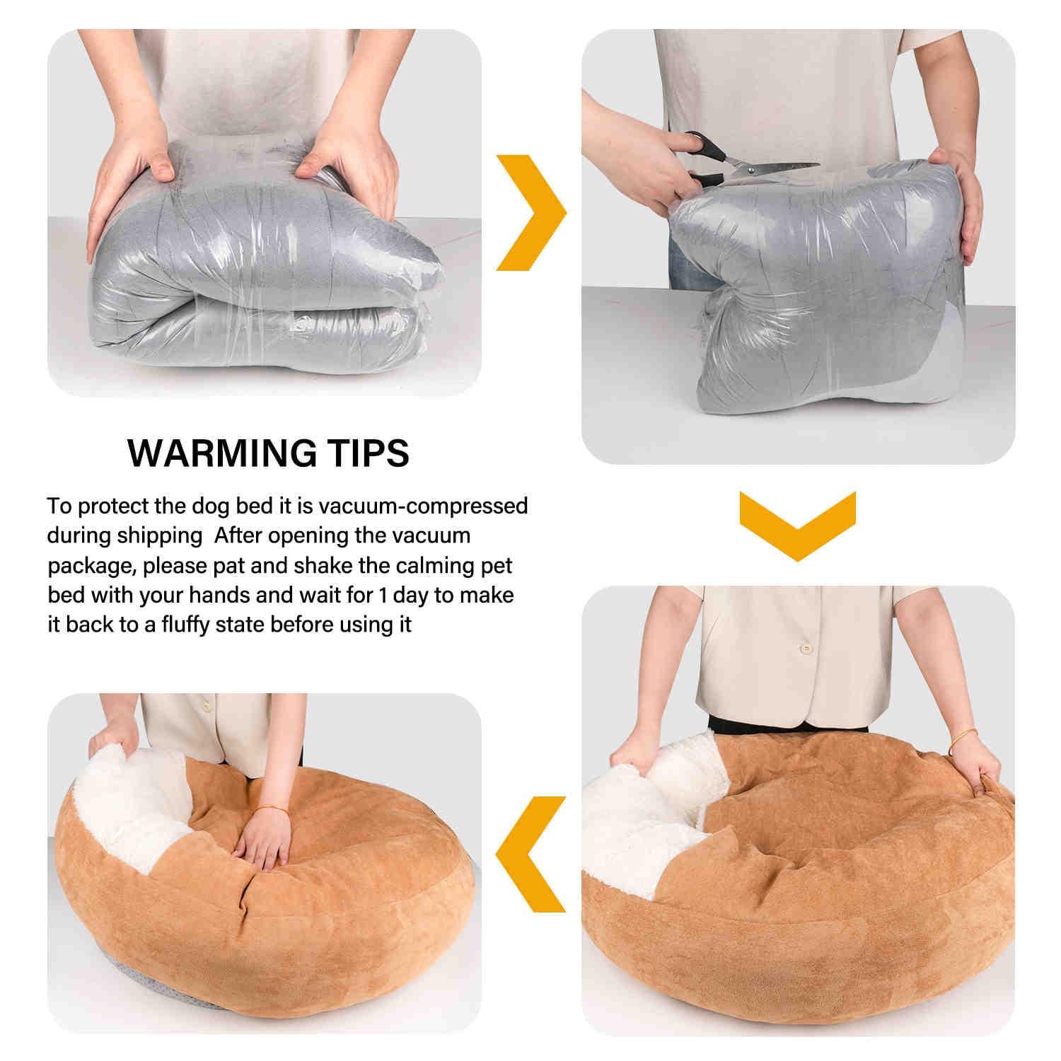 Covered Pet Bed, Washable, Khaki