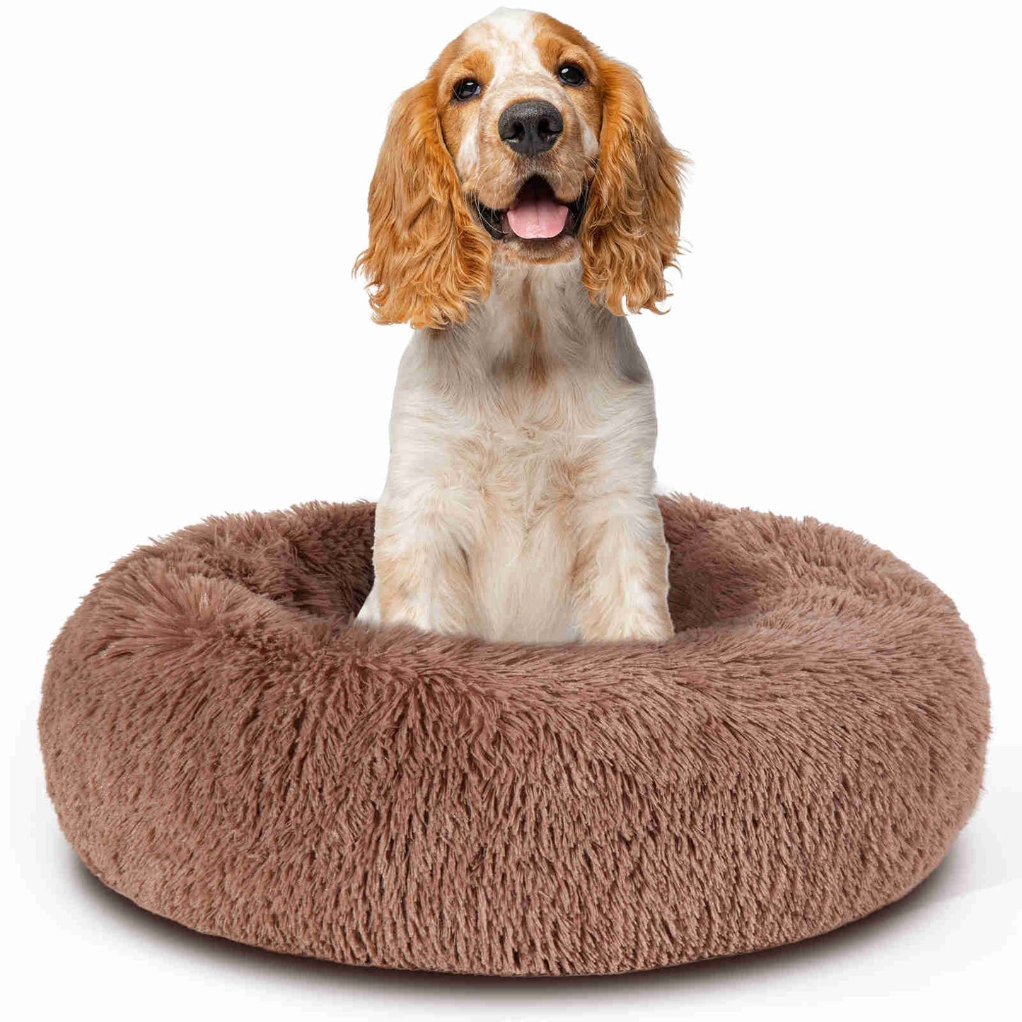 Cuddler Plush Pet Bed, Washable, Brown, 1 Pack