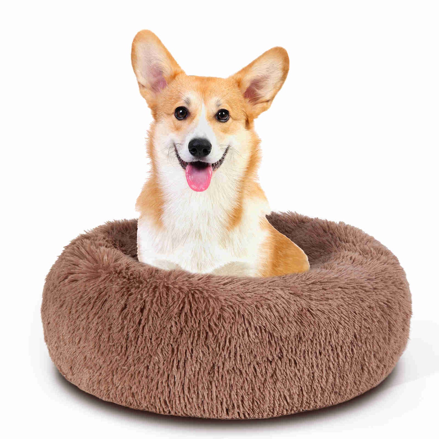 Cuddler Plush Pet Bed, Washable, Brown, 1 Pack