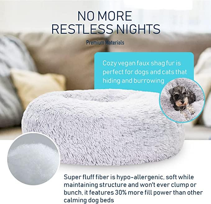 Cuddler Plush Pet Bed, Washable, Grey