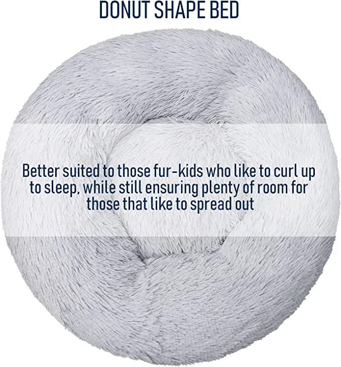 Cuddler Plush Pet Bed, Washable, Grey