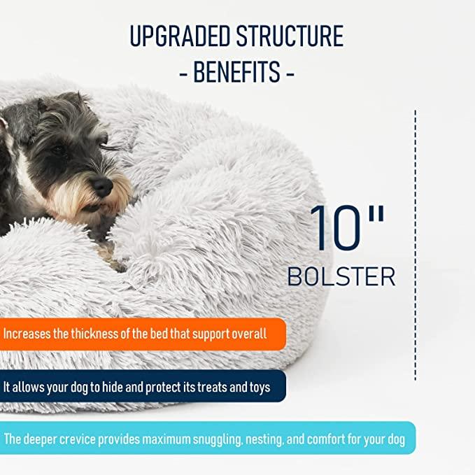 Cuddler Plush Pet Bed, Washable, Grey