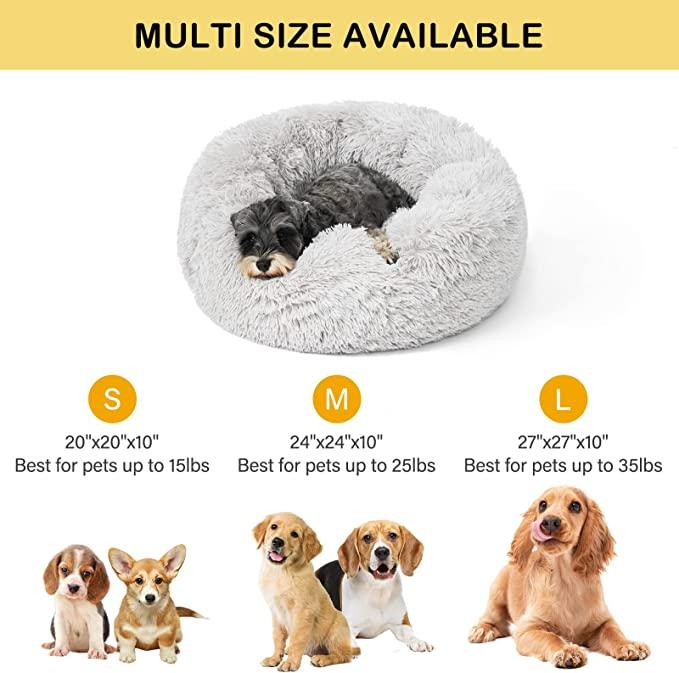 Cuddler Plush Pet Bed, Washable, Grey