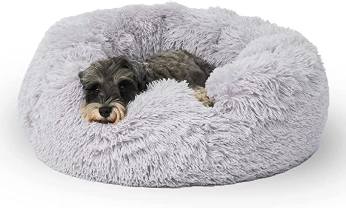 Grey plush dog bed sale