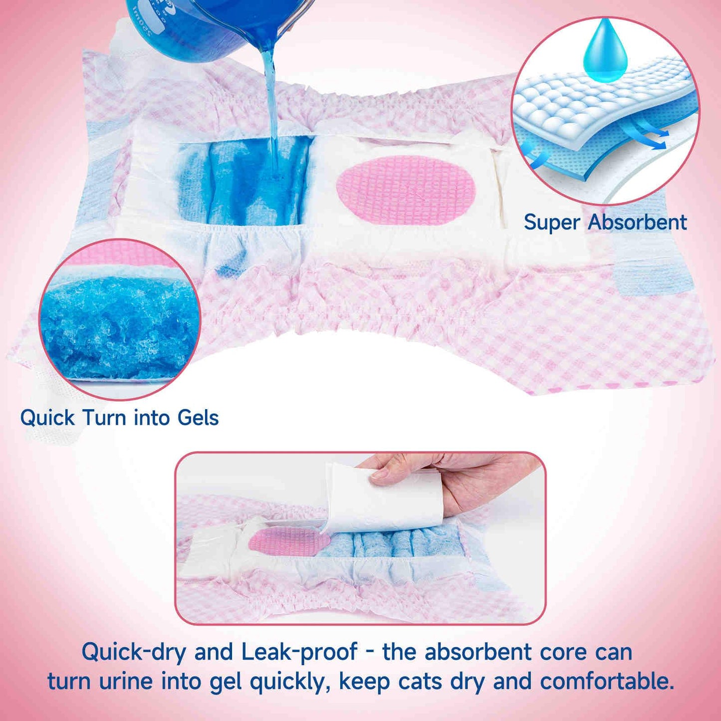 Disposable Cat Diapers, Adjustable Foam Tail Hole, 24 Pcs, 1 Pack