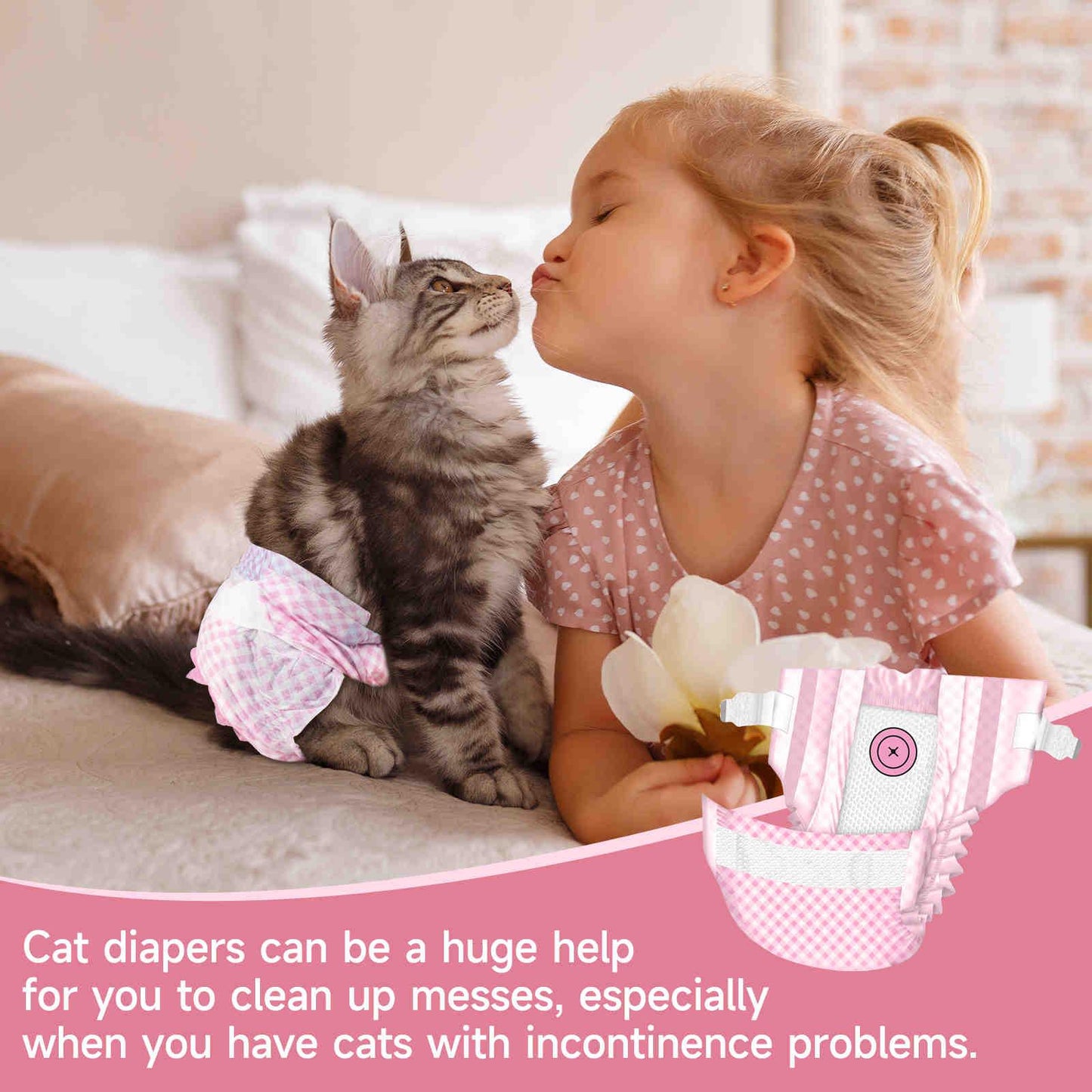 Disposable Cat Diapers, Adjustable Foam Tail Hole, 24 Pcs, 1 Pack
