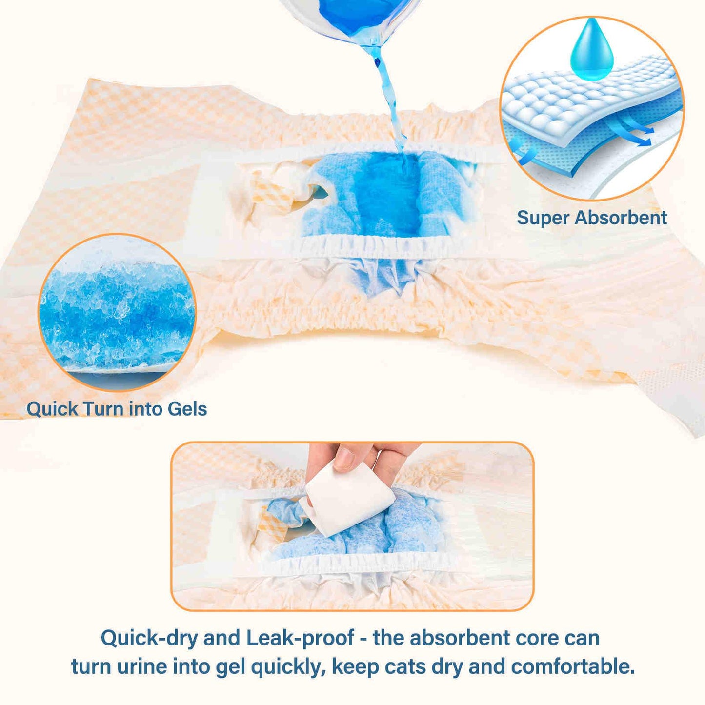 Disposable Cat Diapers, Orange Plaid Pattern