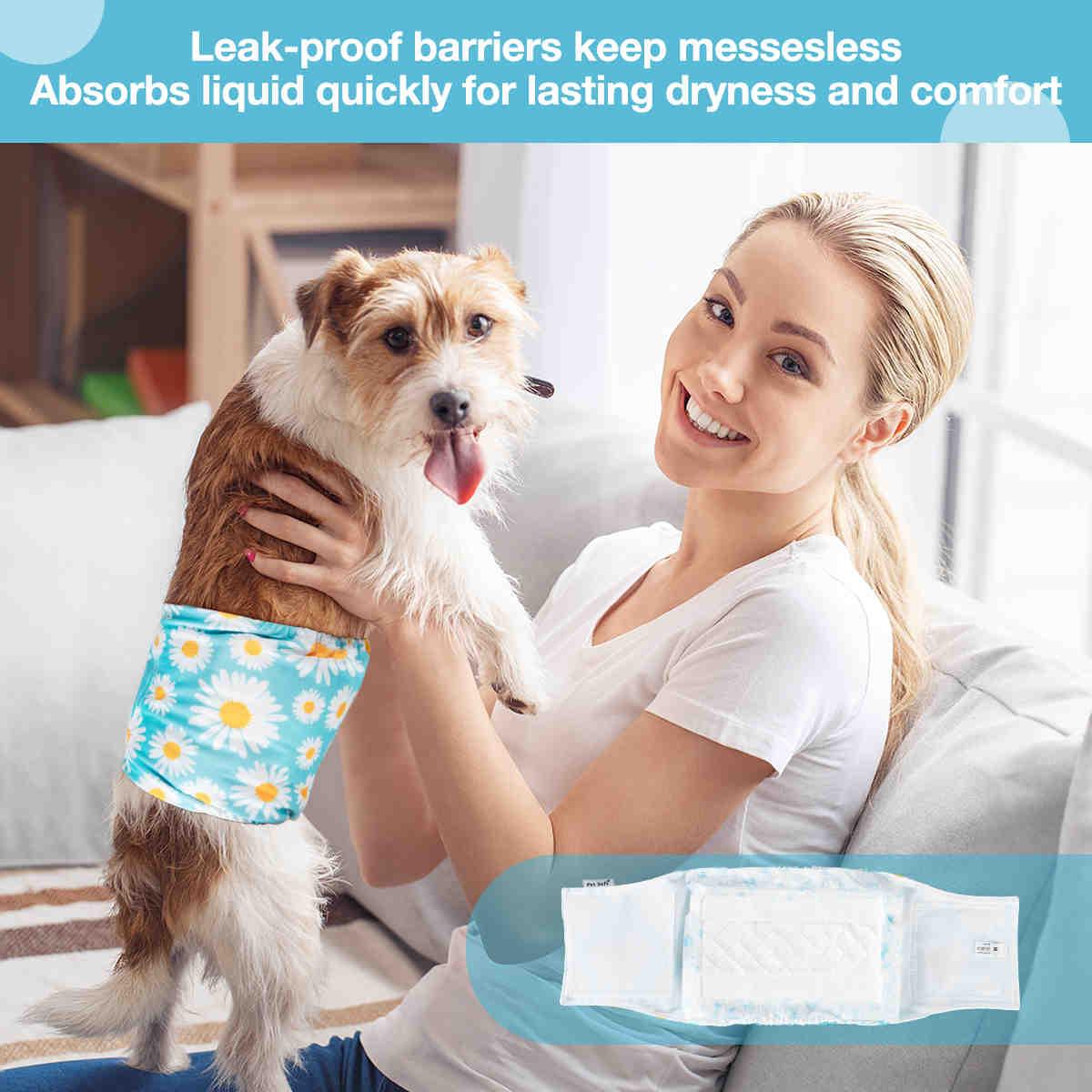 Disposable Dog Diaper Liners, Fit Most Dog Wraps and Belly Bands, Up-graded, Blue, 1 Pack