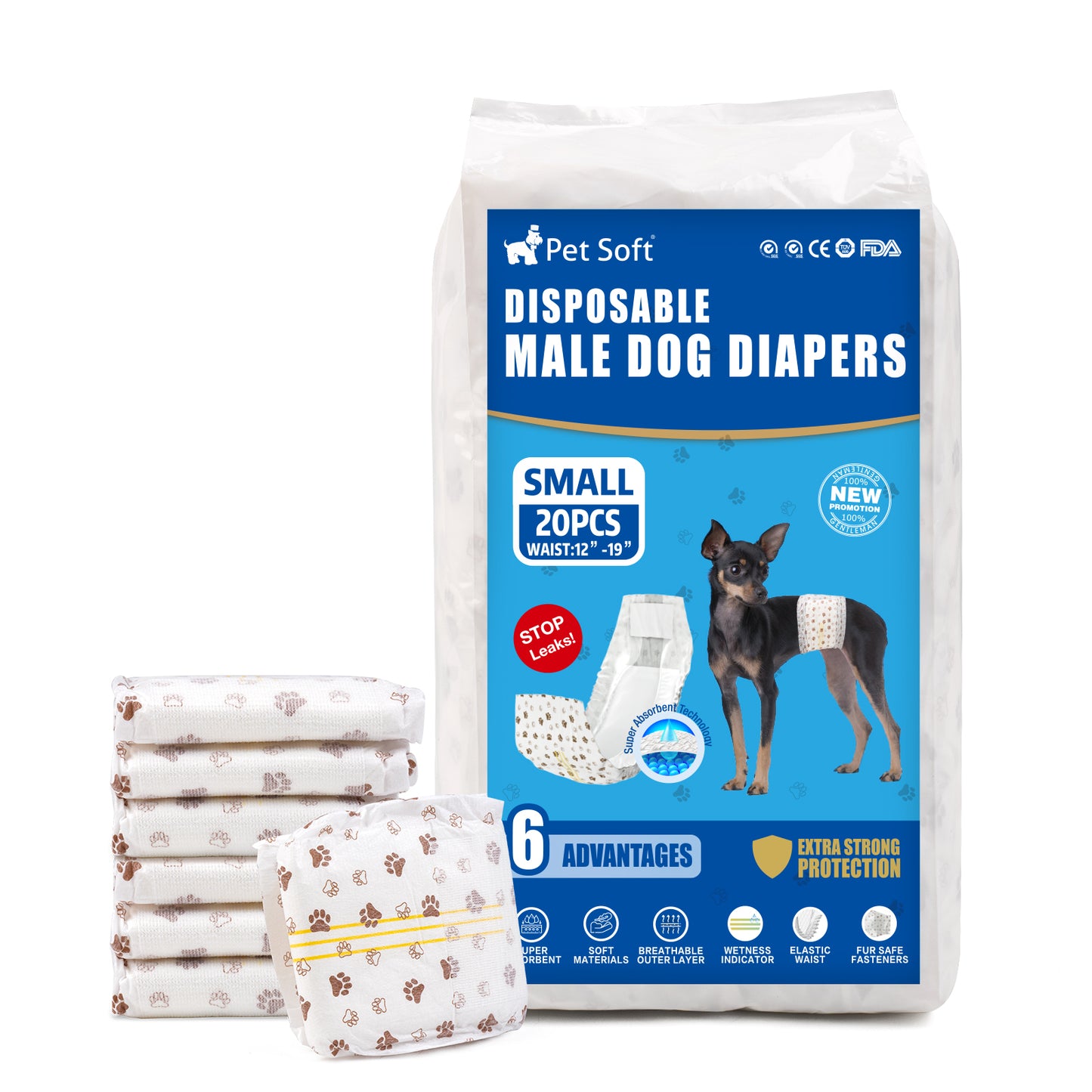 Disposable Male Dog Diapers Wraps with Wetness Indicator