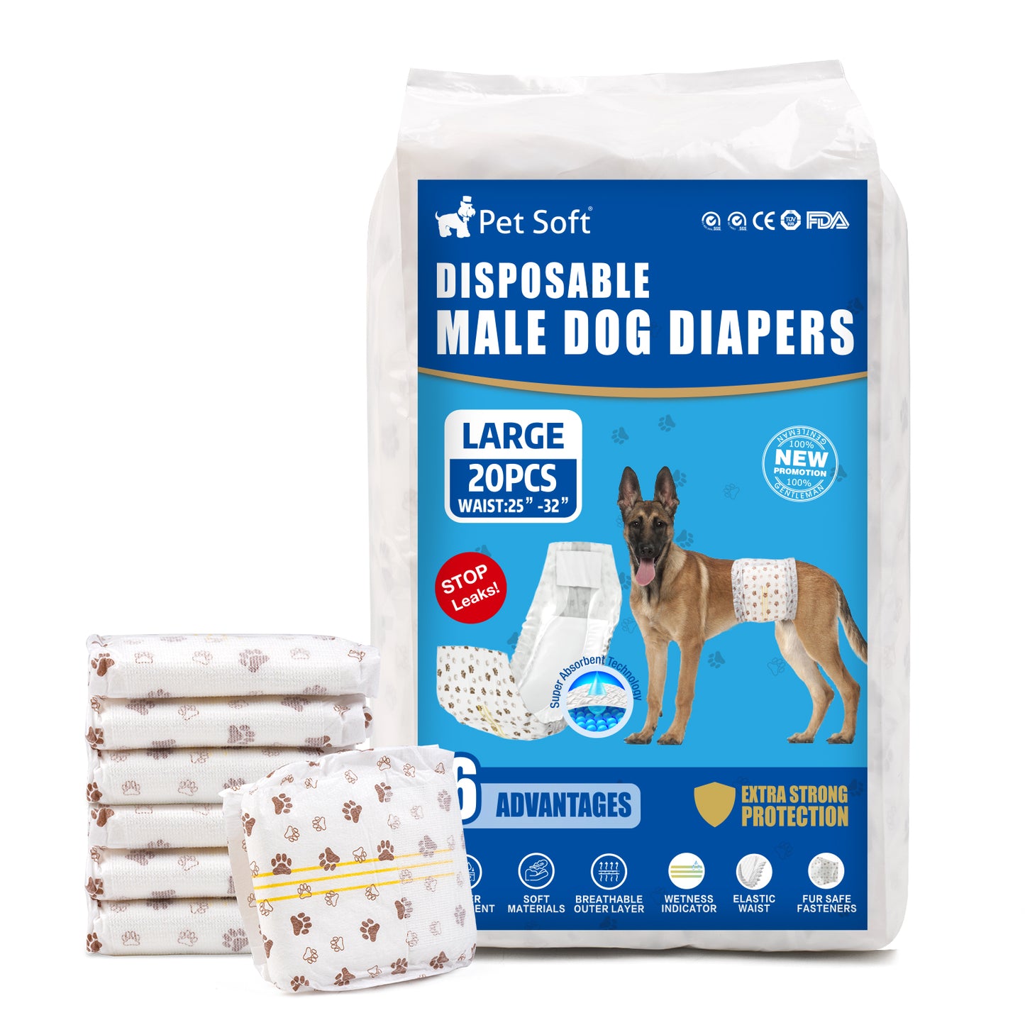 Disposable Male Dog Diapers Wraps with Wetness Indicator