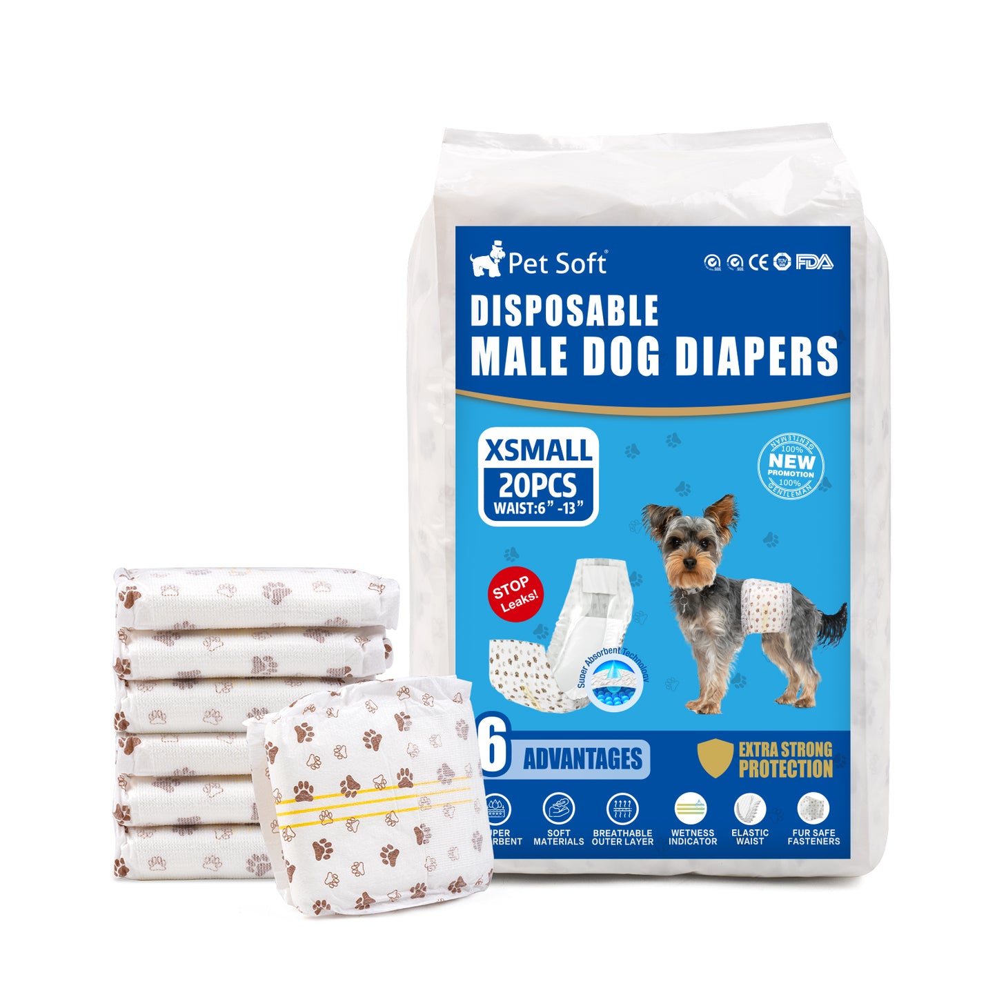 Disposable Male Dog Diapers Wraps with Wetness Indicator
