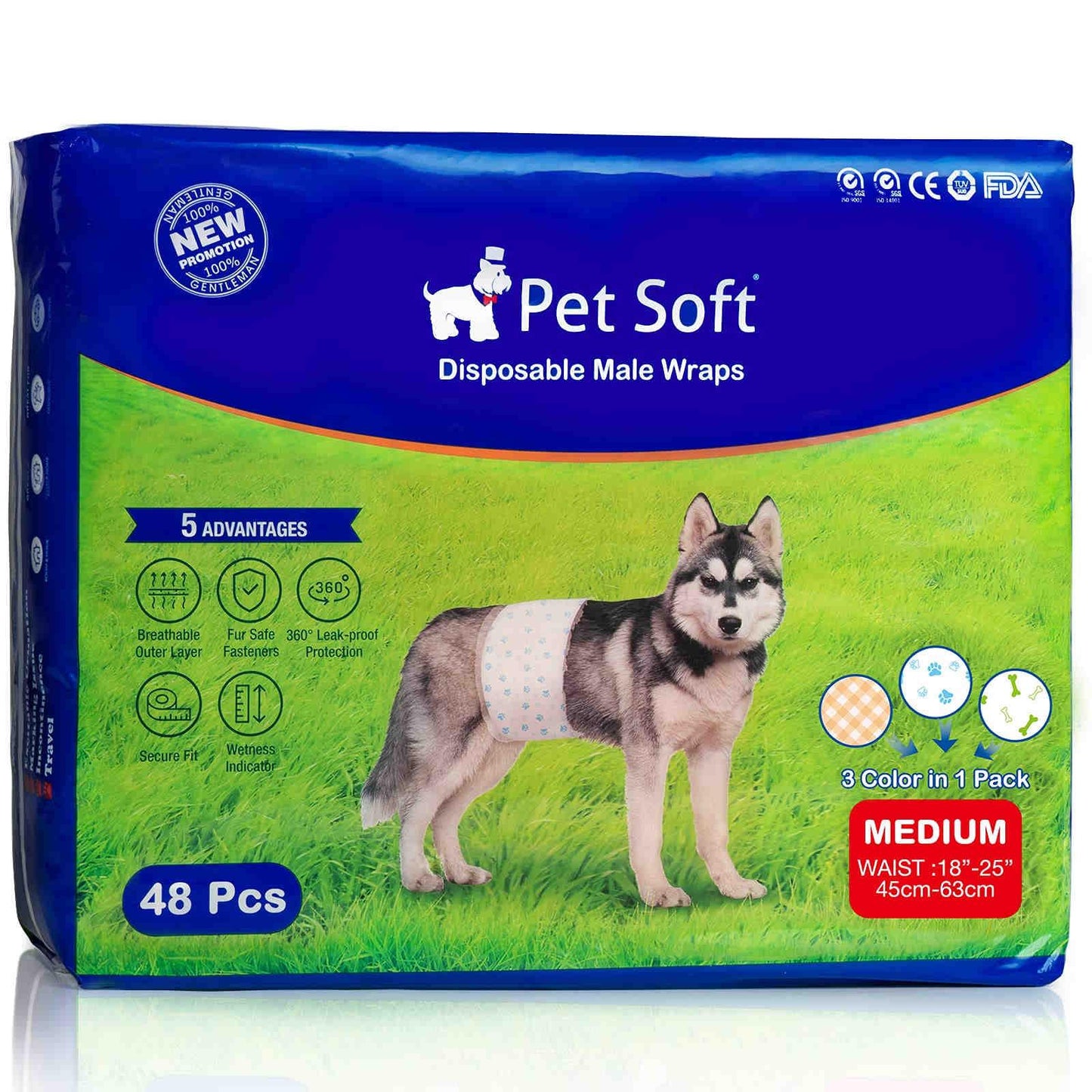 Disposable Male Dog Diapers Wraps with Wetness Indicator