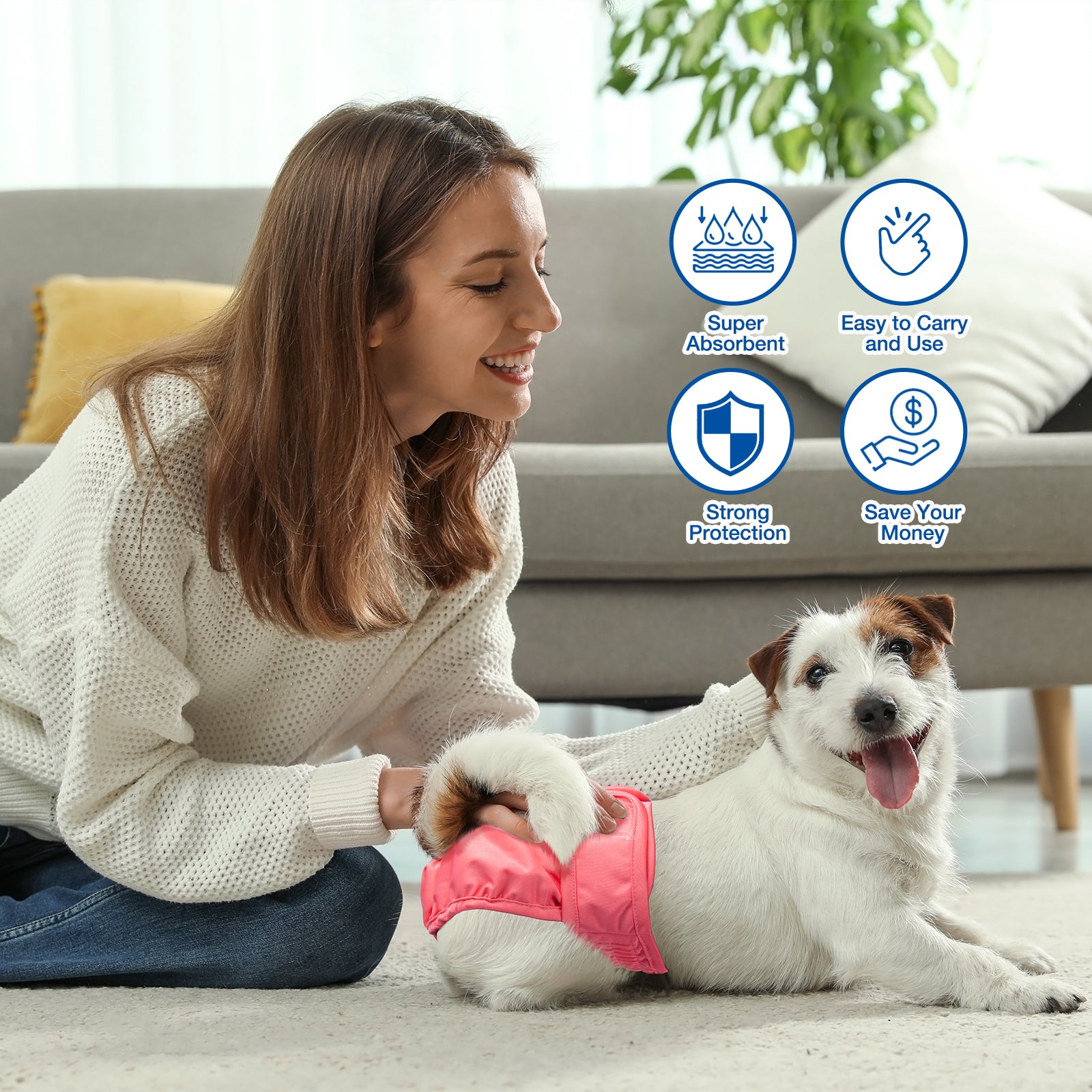 Disposable Dog Diaper Liners, Fit Most Dog Wraps and Belly Bands, Up-graded, Brown, 1 Pack