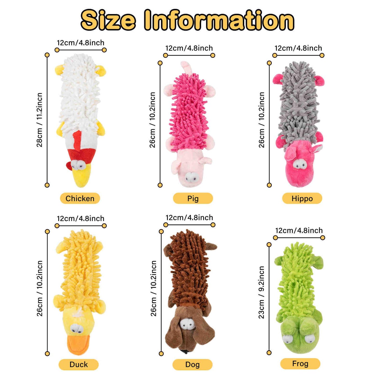 Dog Squeaky Toys Plush Dog Chew Toys, 6 Pack - Petsoft