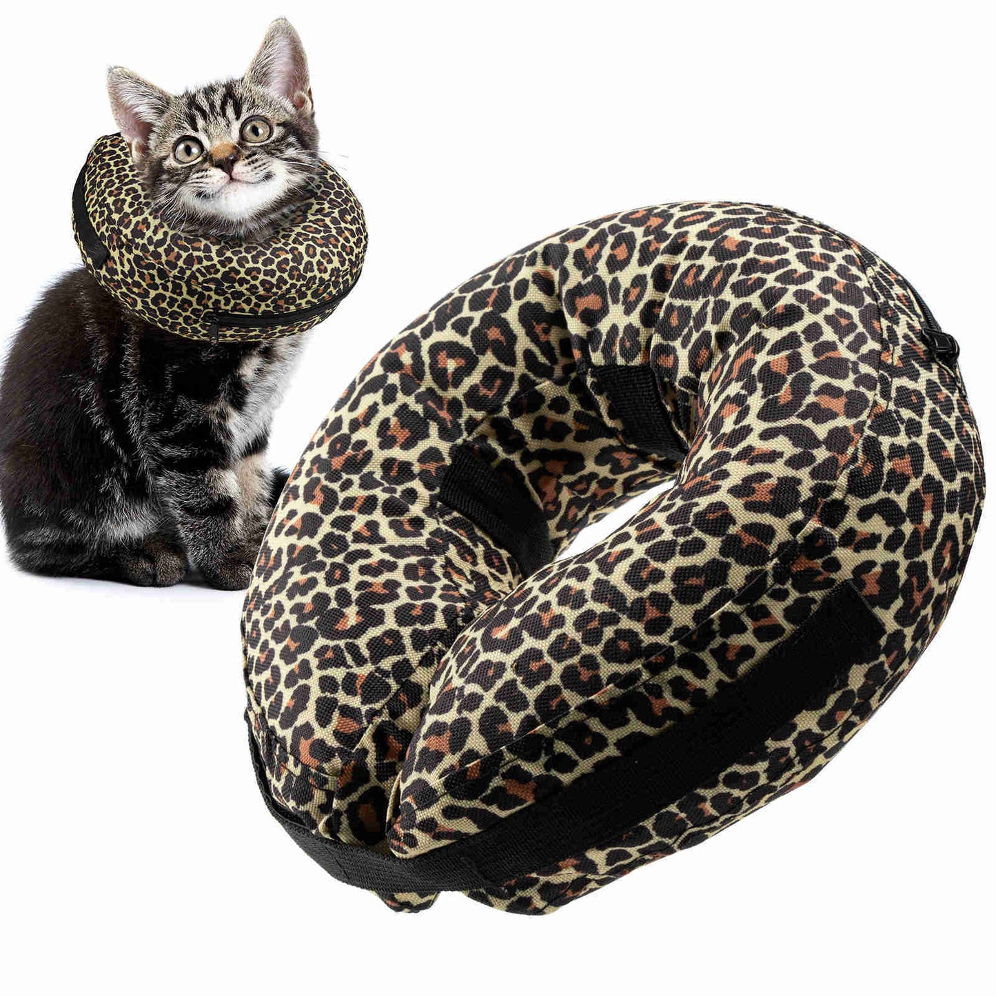 Inflatable Dog Collars-Adjustable Collars for dogs and Cats, 1 Pack (Leopard)