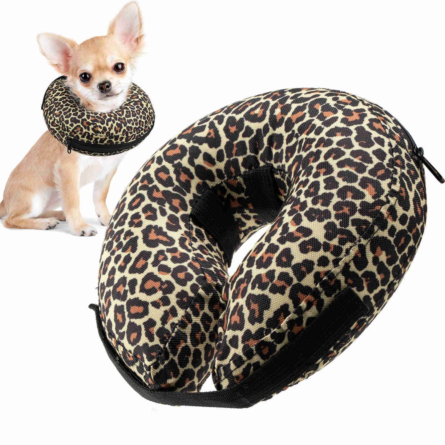 Inflatable Dog Collars-Adjustable Collars for dogs and Cats, 1 Pack (Leopard)