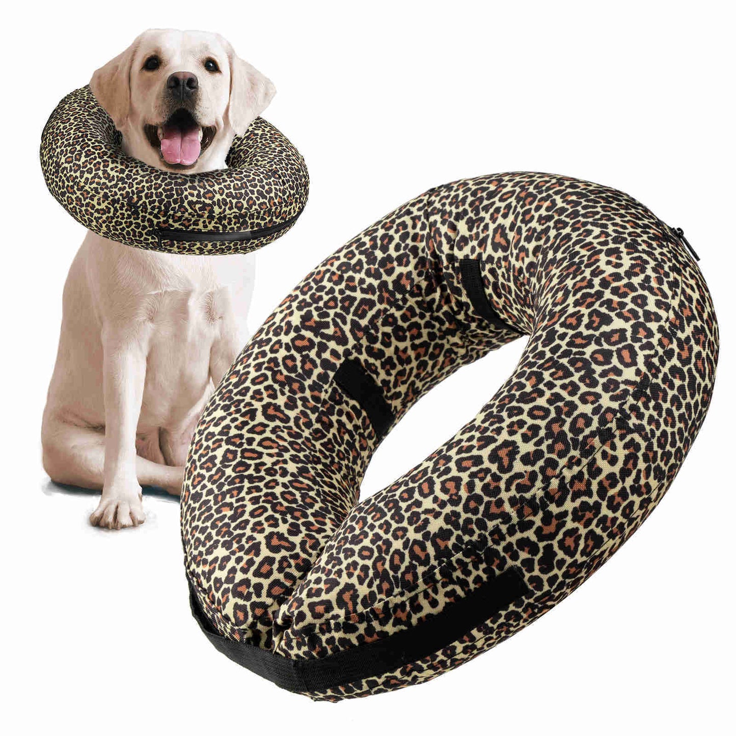 Inflatable Dog Collars-Adjustable Collars for dogs and Cats, 1 Pack (Leopard)