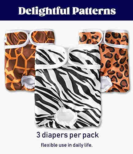 Washable Female Dog Diapers, Reusable Doggy Diapers, 3 Pack (Grassland)