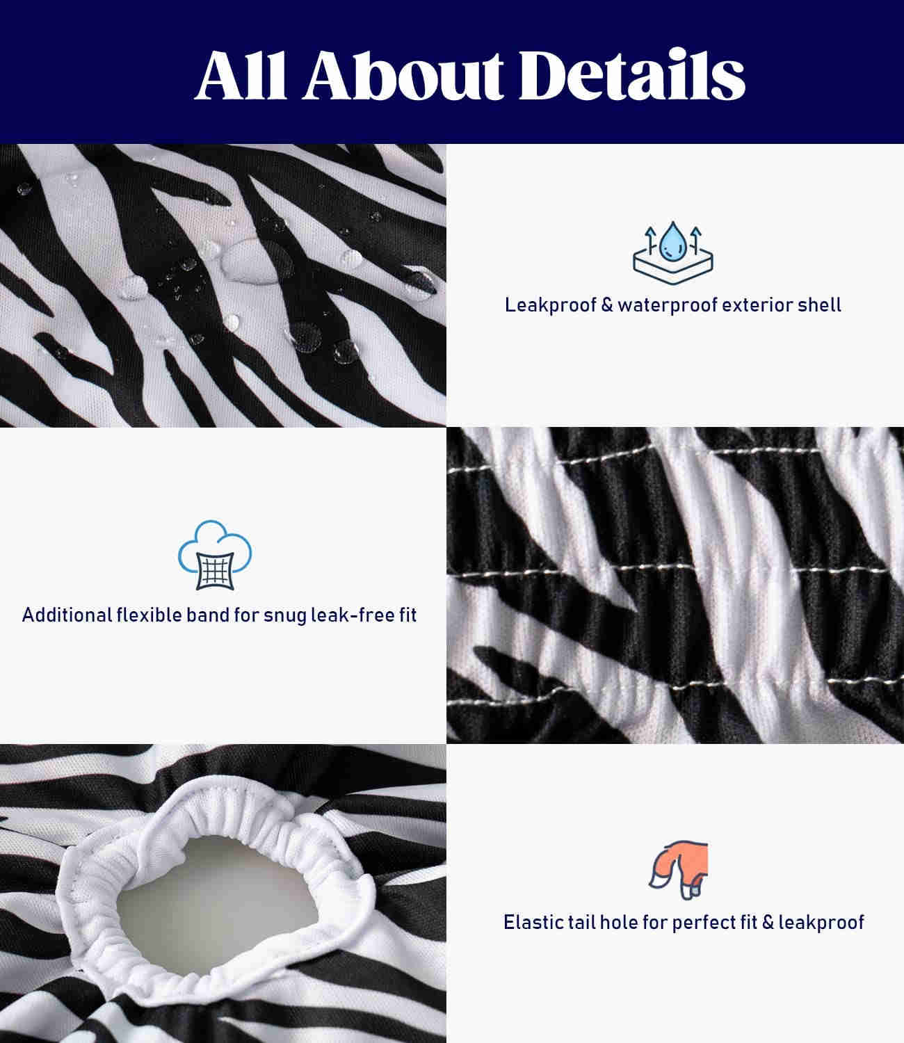 Washable Female Dog Diapers, Reusable Doggy Diapers, 3 Pack (Grassland)