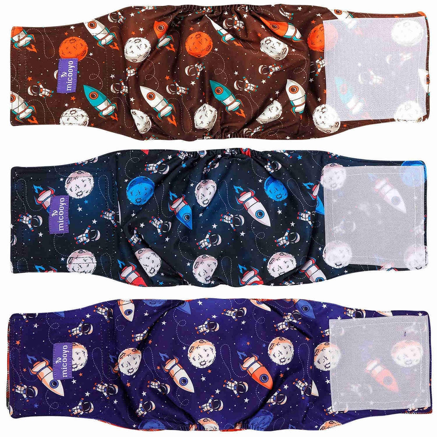 Washable Male Dog Diapers, Reusable Doggy Diapers, 3 Pack (Airship)