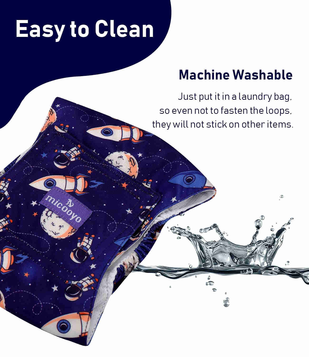 Washable Male Dog Diapers, Reusable Doggy Diapers, 3 Pack (Airship)