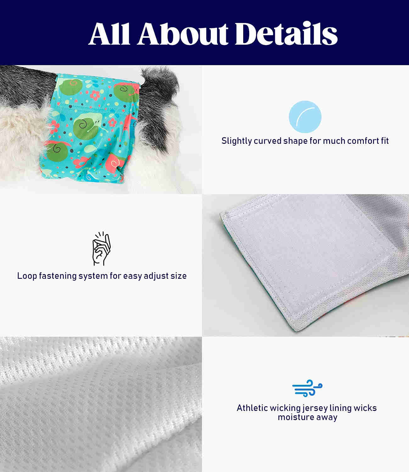 Washable Male Dog Diapers, Reusable Doggy Diapers, 3 Pack (Animals)