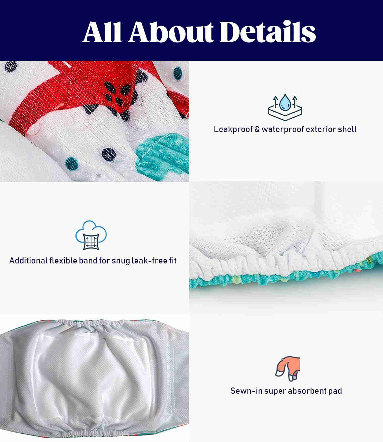 Washable Male Dog Diapers, Reusable Doggy Diapers, 3 Pack (Car)