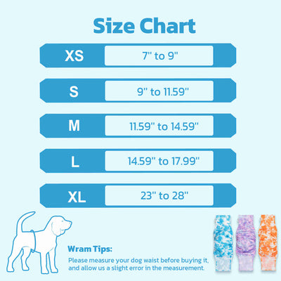 Washable Male Dog Diapers, Reusable Doggy Diapers, 3 Pack (Dyeing)