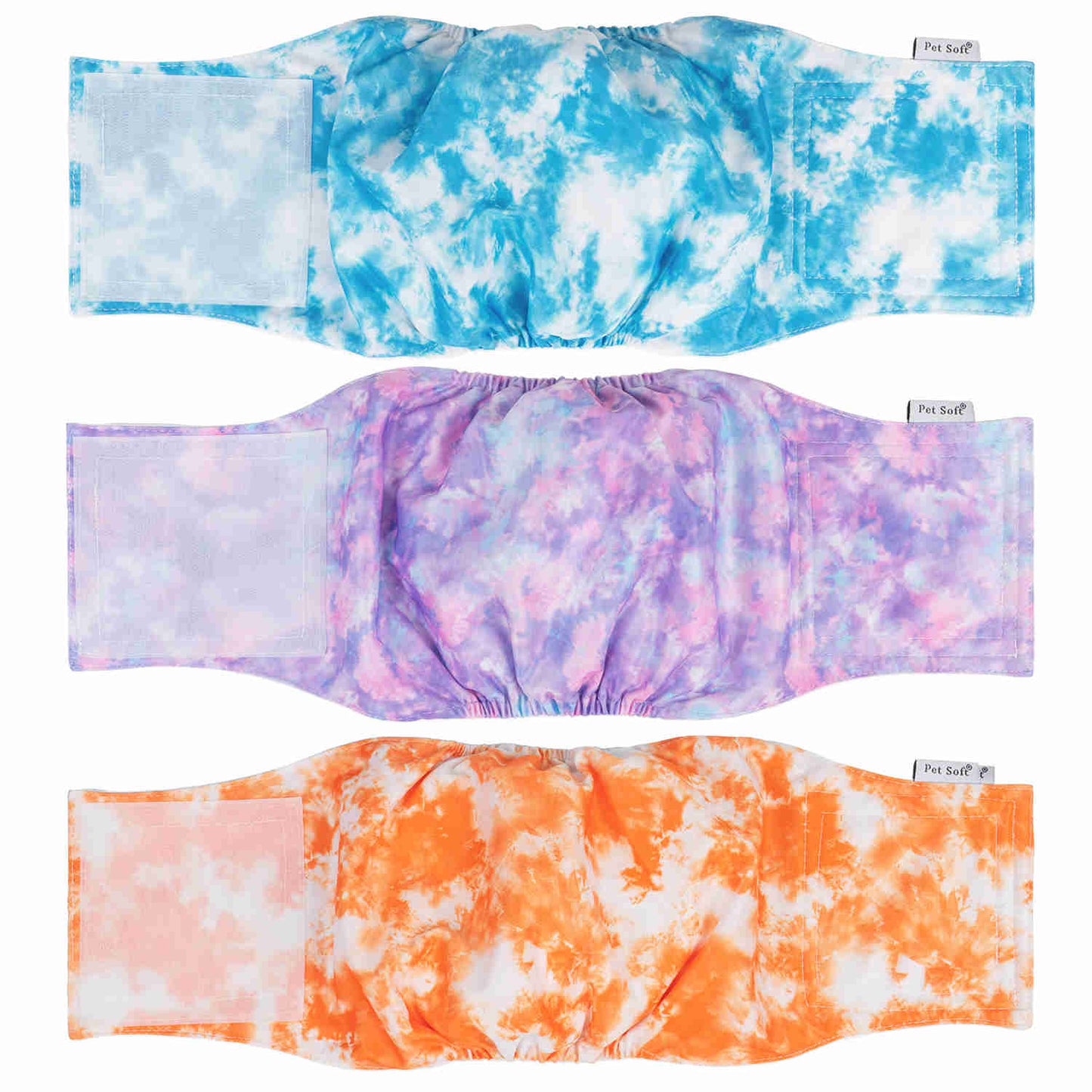 Washable Male Dog Diapers, Reusable Doggy Diapers, 3 Pack (Dyeing)