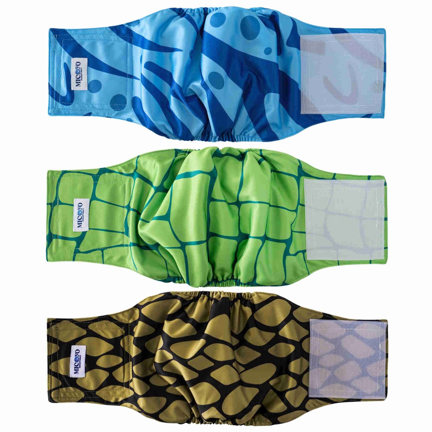 Washable Male Dog Diapers, Reusable Doggy Diapers, 3 Pack (Rainforest)