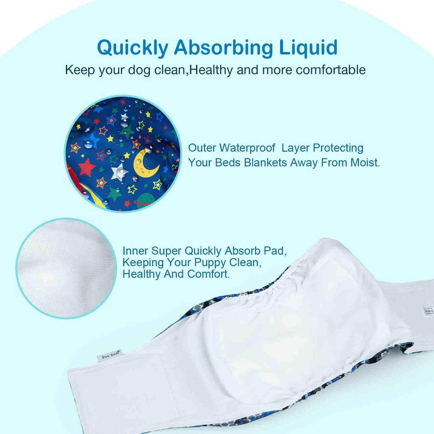 Washable Male Dog Diapers, Reusable Doggy Diapers
