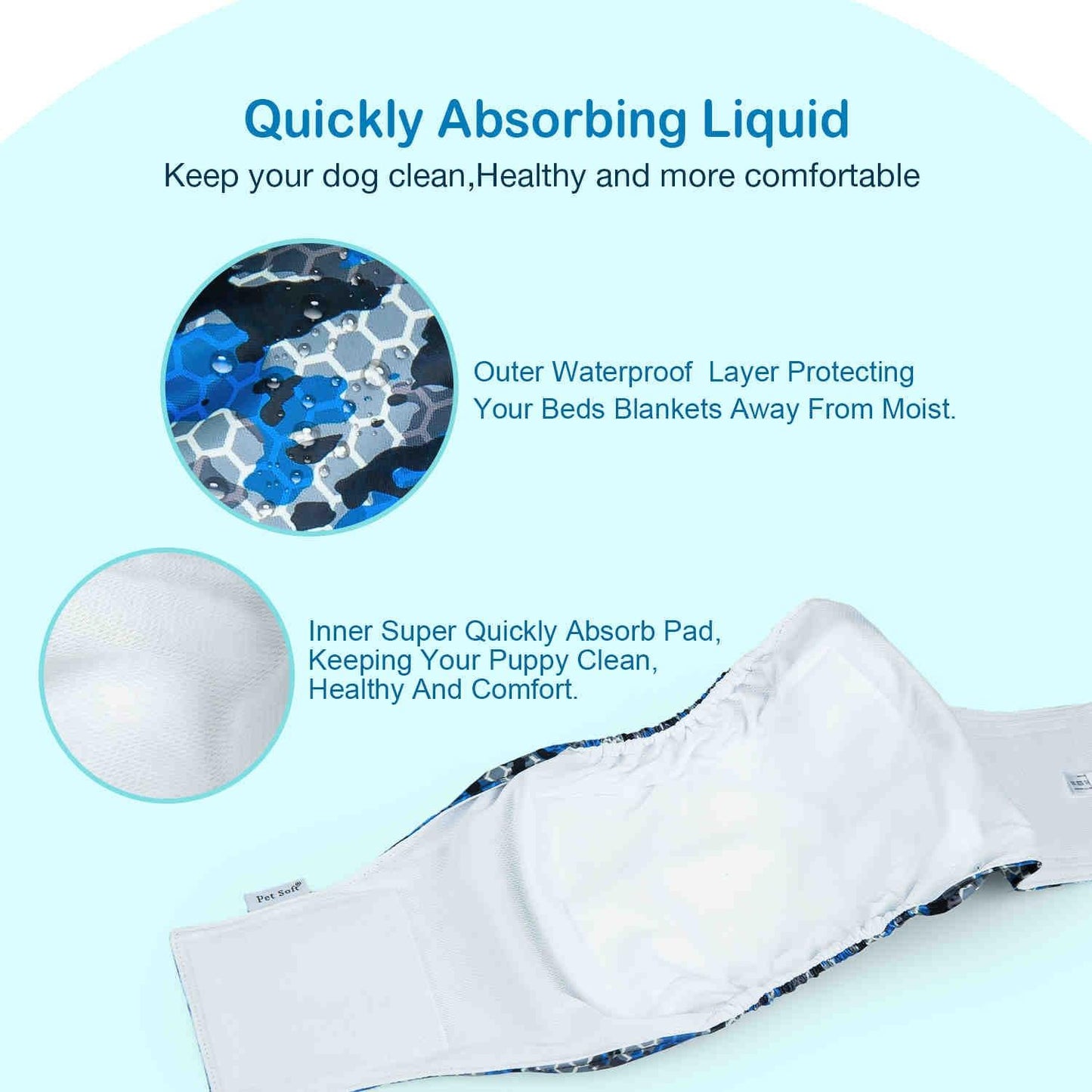 Washable Male Dog Diapers, Reusable Doggy Diapers