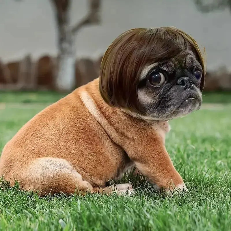 Adorable Appearance Pet Short Hair Wig Headband - Cute and Playful All Seasons Fun Accessory for Dogs & Cats, Valentine's Day Gift