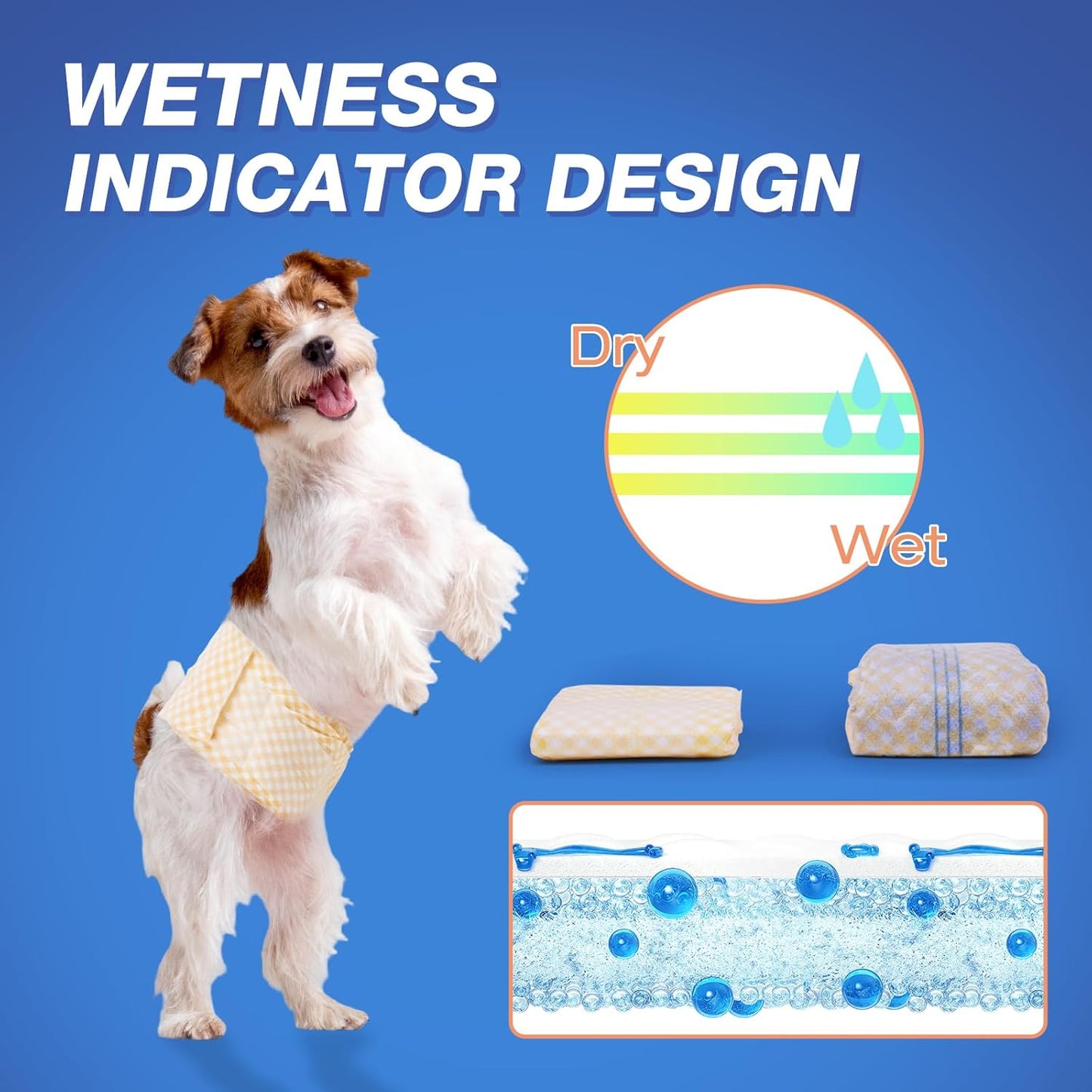 Pet Soft Male Dog Wraps - Disposable Dog Dipaers Male Wetness Indicator, Ultra Absorbent Puppy Diapers for Excitable Urination or Incontinence, 50pcs Small