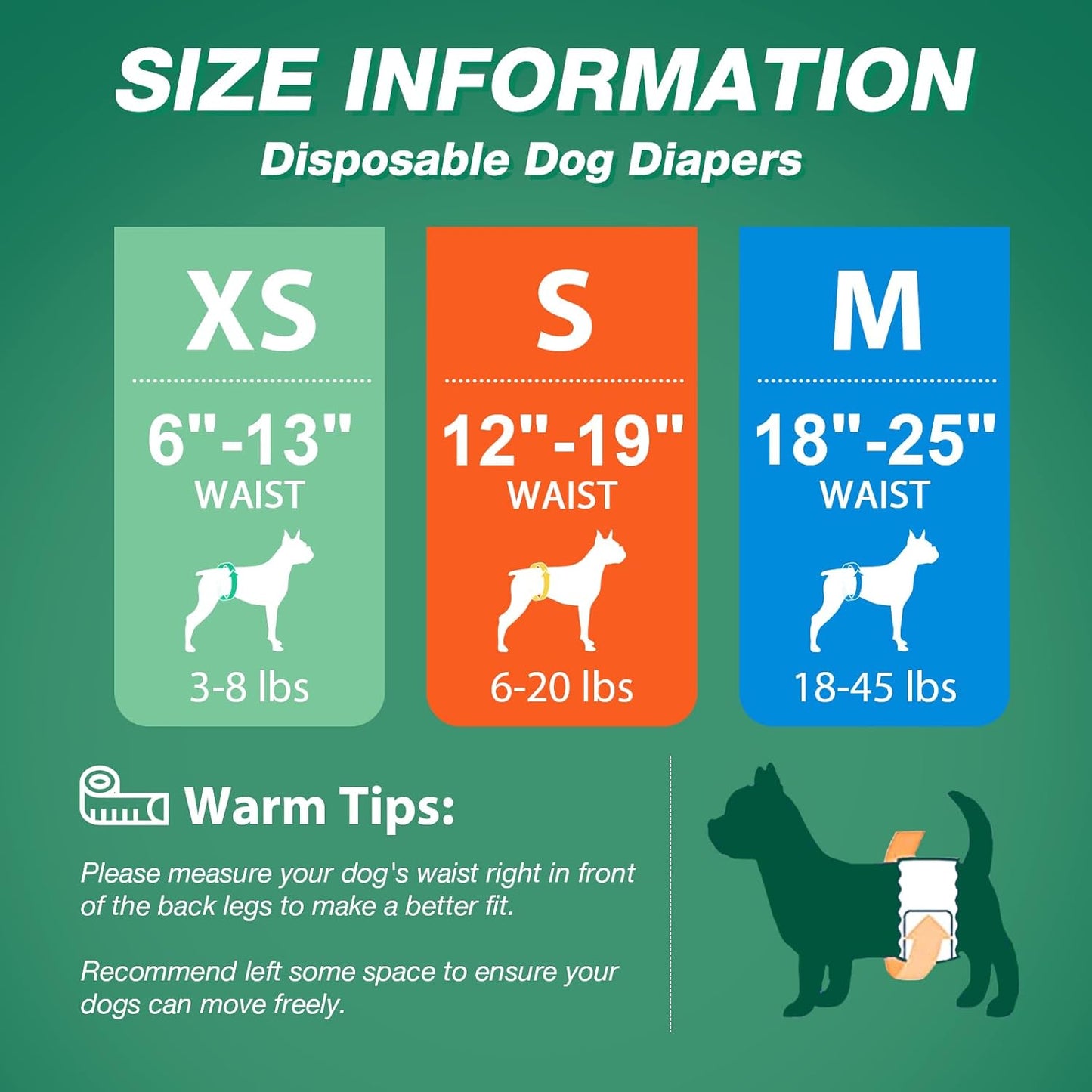 Pet Soft Disposable Dog Dipaers - Male Dog Wraps Wetness Indicator, Ultra Absorbent Puppy Diapers Male for Excitable Urination or Incontinence, 24pcs XSmall