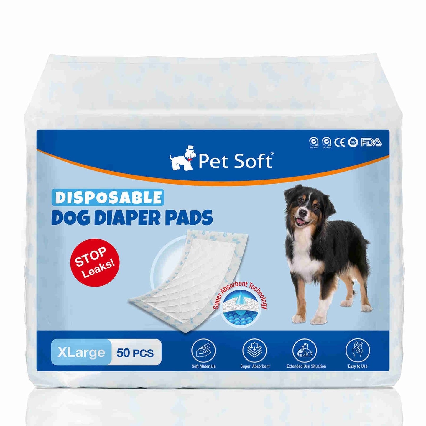 Disposable Dog Diaper Liners, Fit Most Dog Wraps and Belly Bands, Blue, 1 Pack