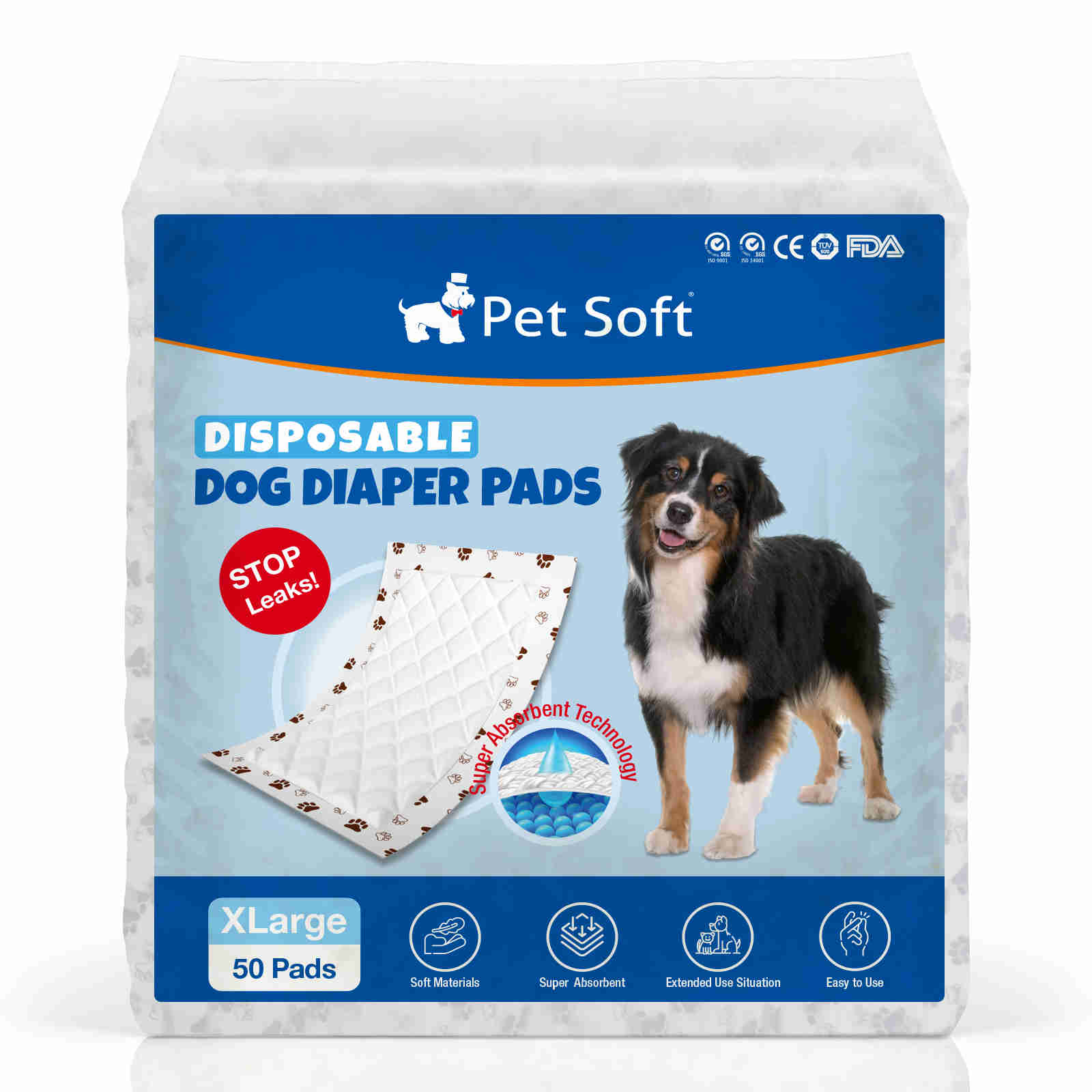 Disposable Dog Diaper Liners, Fit Most Dog Wraps and Belly Bands, Brown, 1 Pack