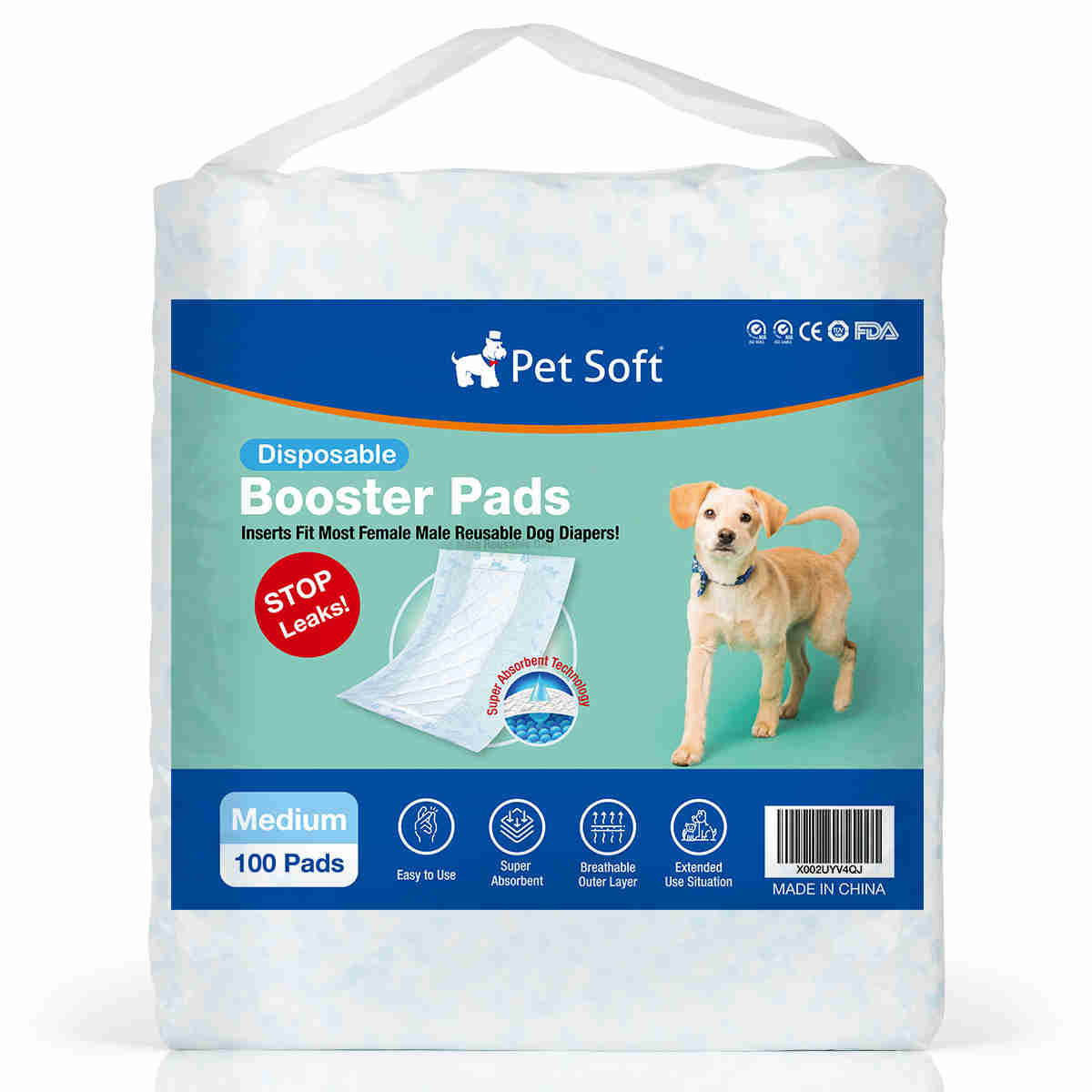 Disposable Dog Diaper Liners, Fit Most Dog Wraps and Belly Bands, Up-graded, Blue, 1 Pack