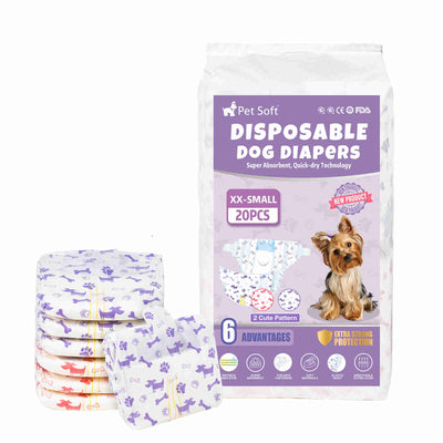 Disposable Female Dog Diaper, Adjustable Tail Hole with Wetness Indicator, Purple/Red, 1 Pack