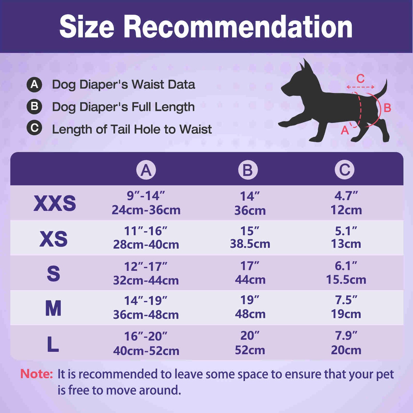 Disposable Female Dog Diaper, Adjustable Tail Hole with Wetness Indicator, Purple/Red, 1 Pack