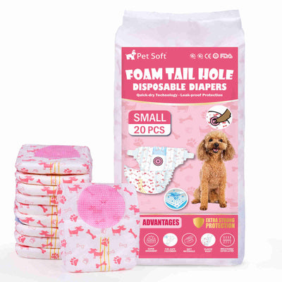 Disposable Female Dog Diaper, Adjustable Tail Hole with Wetness Indicator, Red, 1 Pack