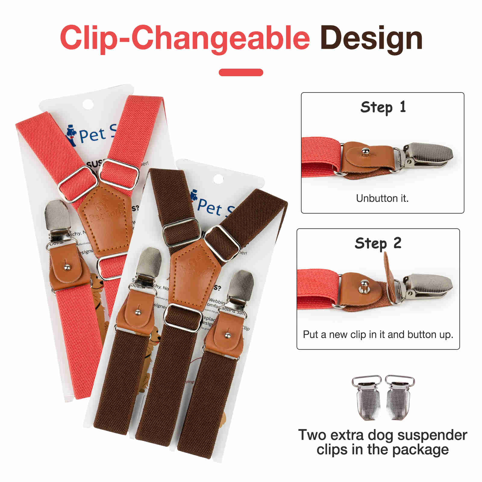 Dog Diaper Keeper For Male Dog And Female Dog Diapers, 2 Pcs/ Pack (Red & Brown)