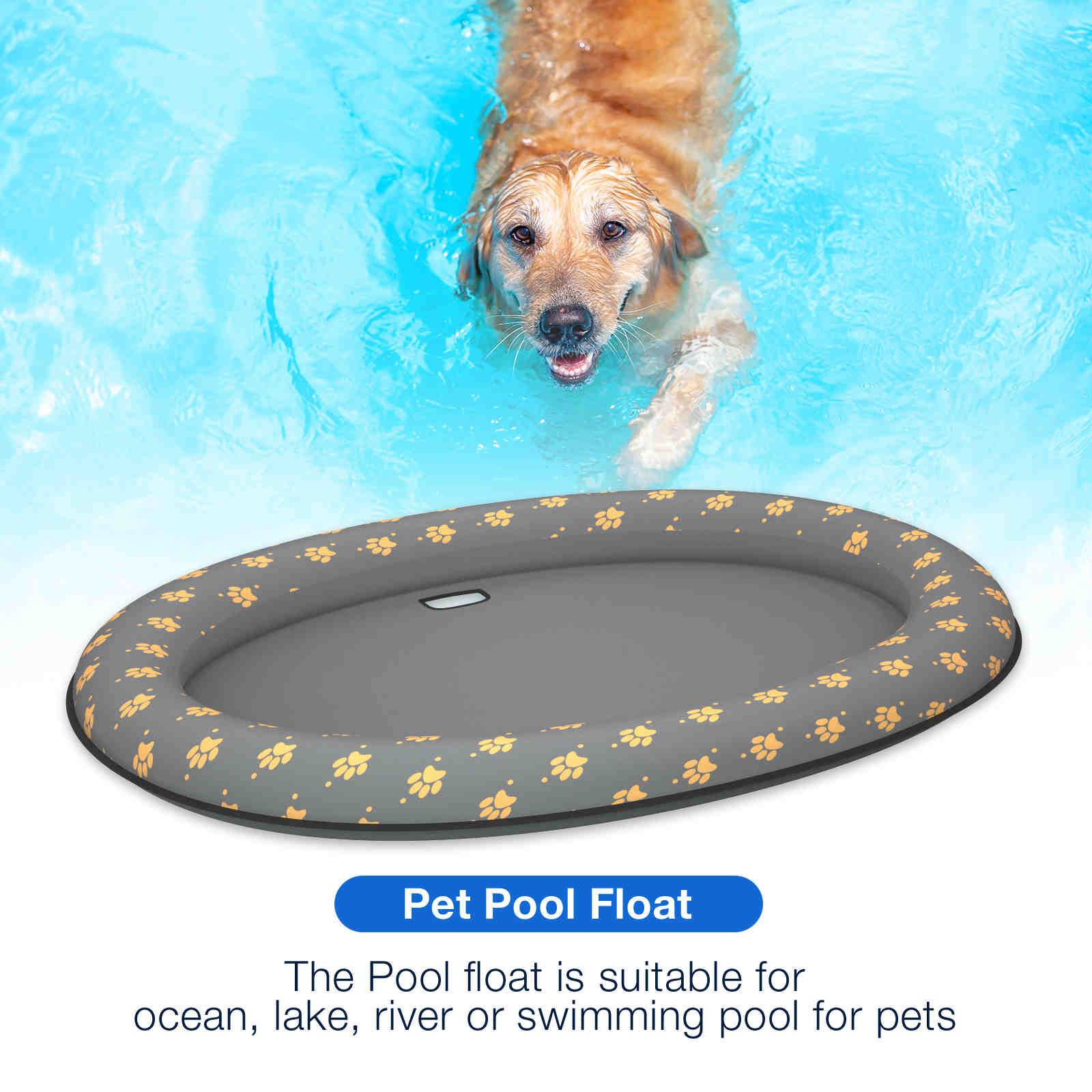 Dog Float Raft, Inflatable Dog Swimming Float for Summer, Grey Paw