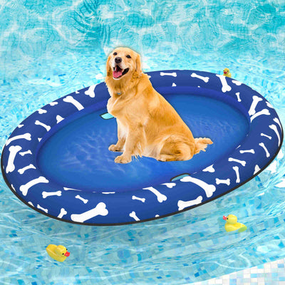 Dog Float Raft - Inflatable Dog Swimming Float for Summer, Blue Bone, 1 Pack