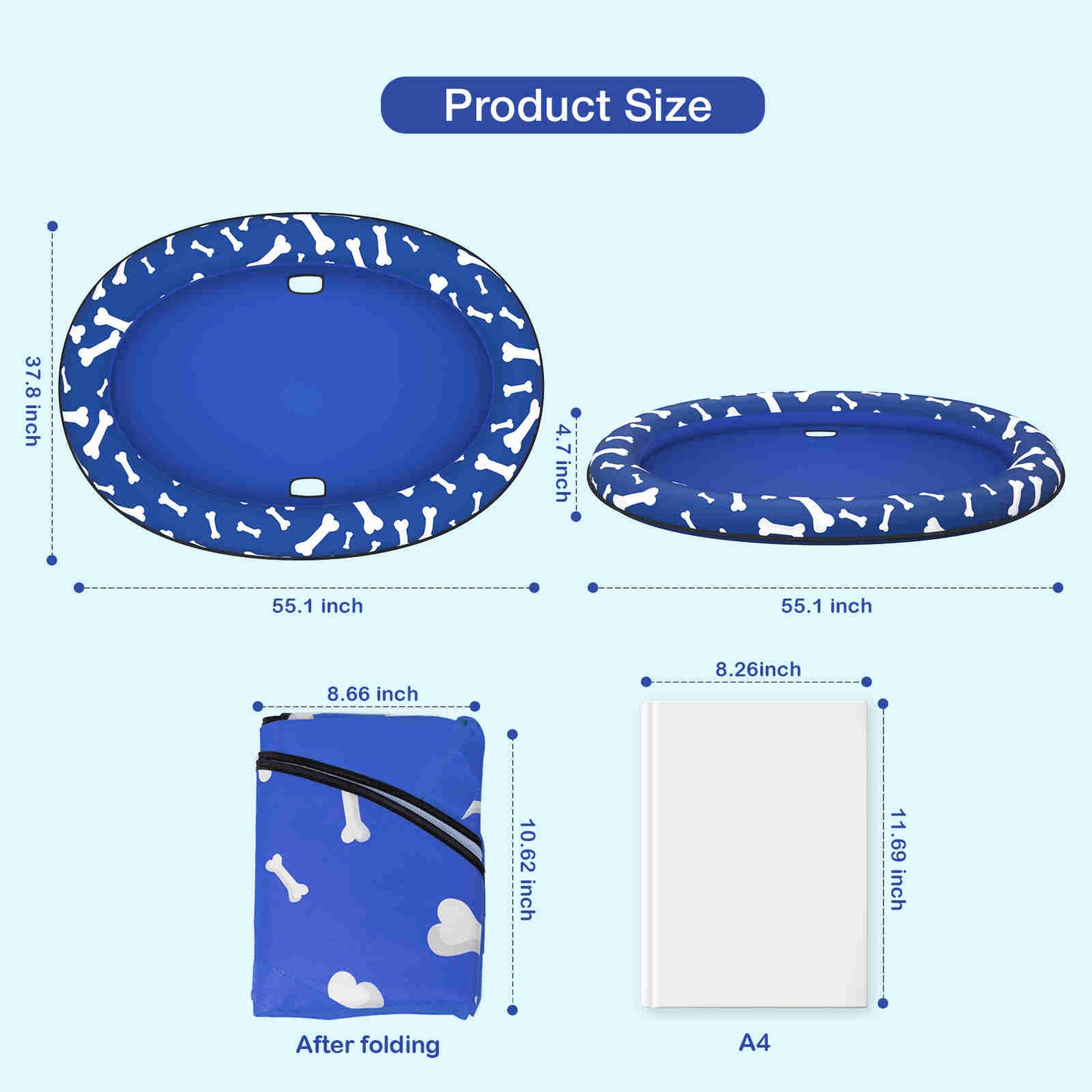Dog Float Raft - Inflatable Dog Swimming Float for Summer, Blue Bone, 1 Pack