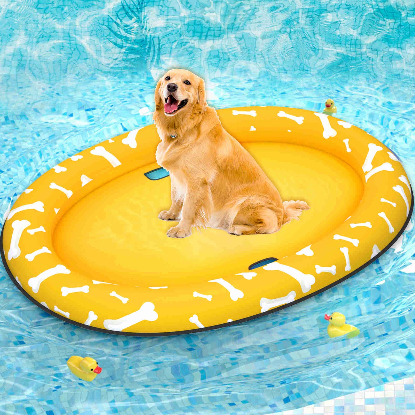 Dog Float Raft - Inflatable Dog Swimming Float for Summer, Yellow Bone, 1 Pack