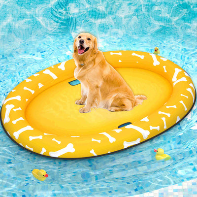 Dog Float Raft - Inflatable Dog Swimming Float for Summer, Yellow Bone, 1 Pack