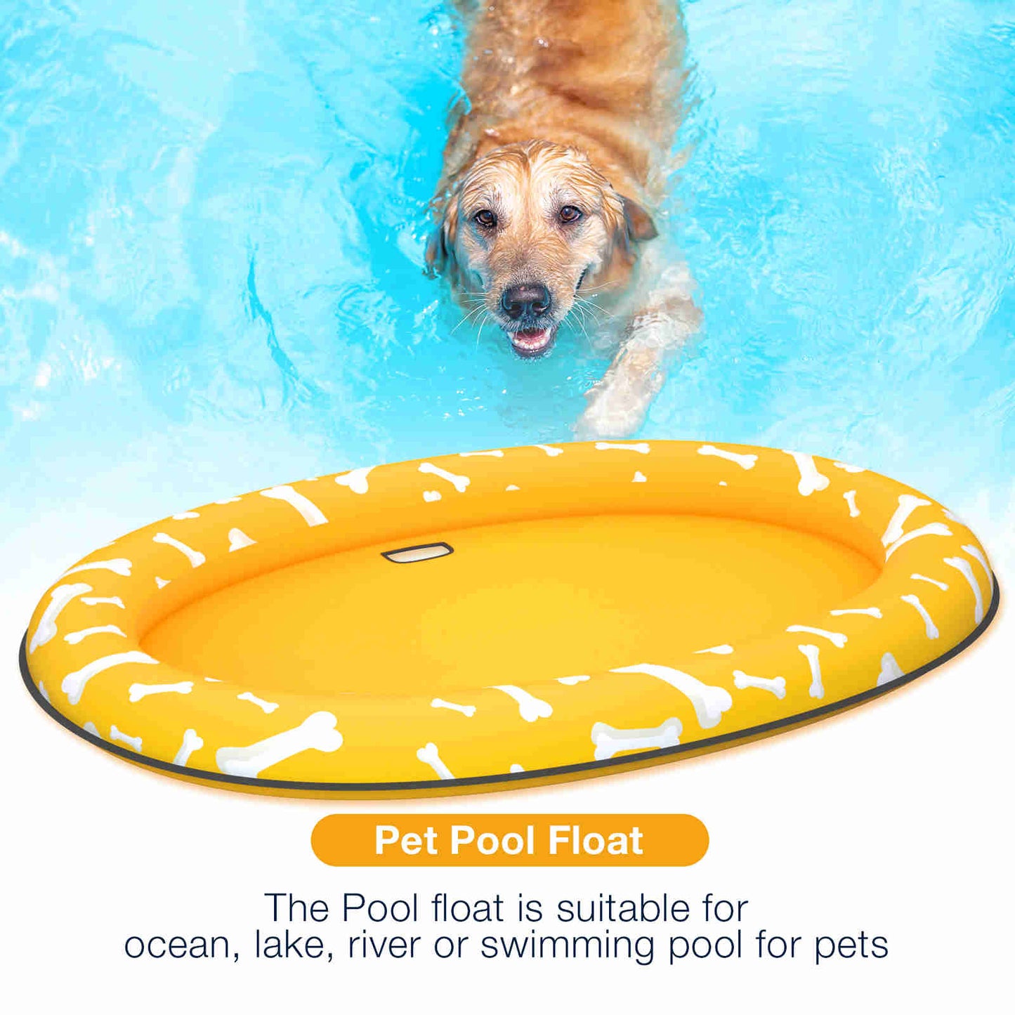 Dog Float Raft - Inflatable Dog Swimming Float for Summer, Yellow Bone, 1 Pack