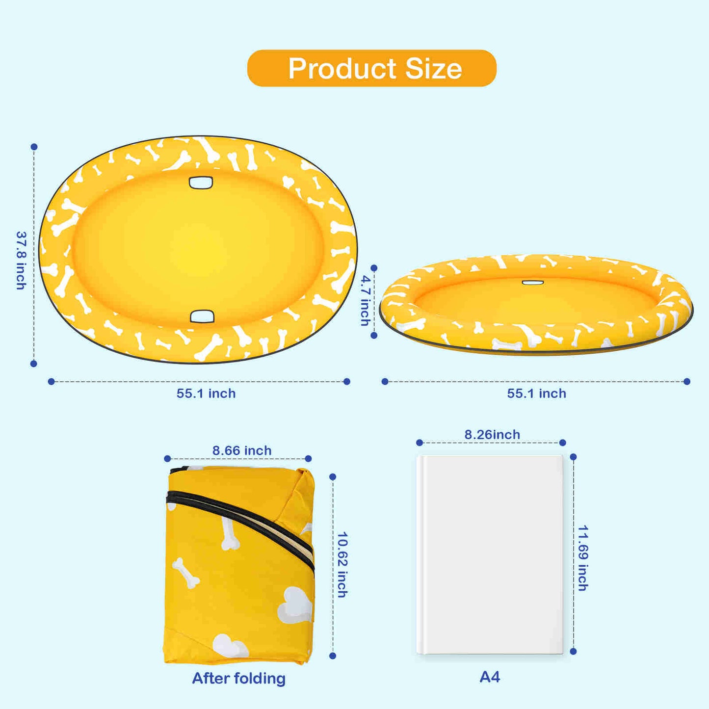 Dog Float Raft - Inflatable Dog Swimming Float for Summer, Yellow Bone, 1 Pack